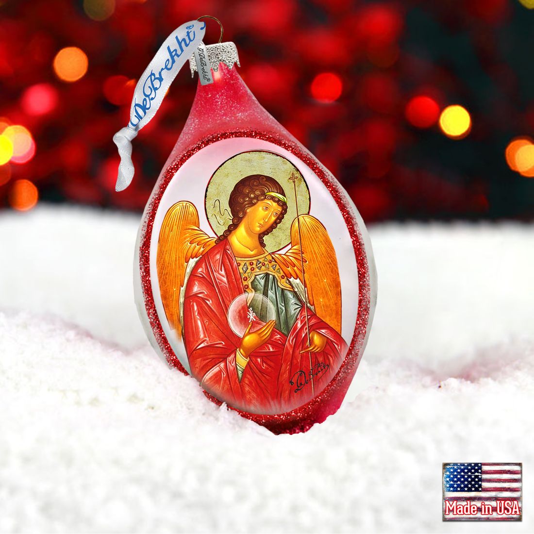 Saint Michael Drop Glass Ornament by G. DeBrekht - Nativity Holiday Décor - 757-036