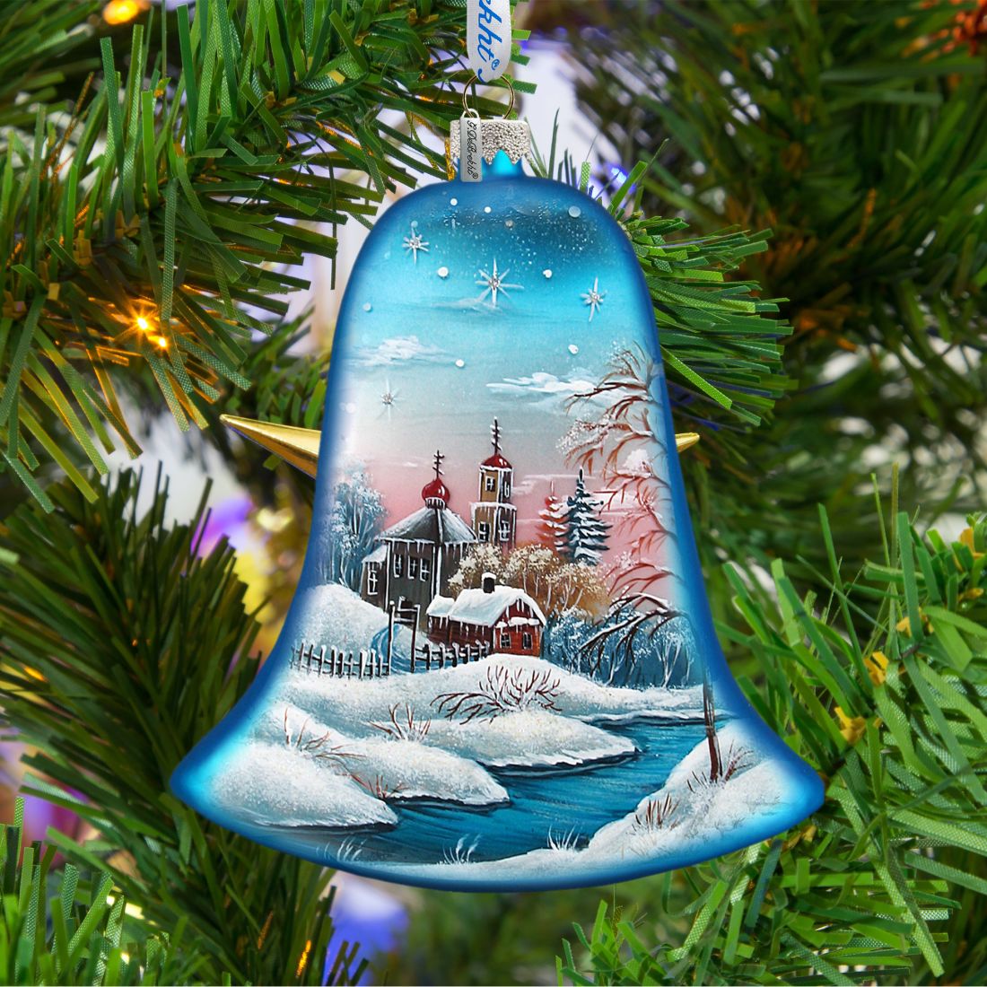 Adorno de campana de cristal con paisaje invernal de G. DeBrekht - Decoración navideña - 73181
