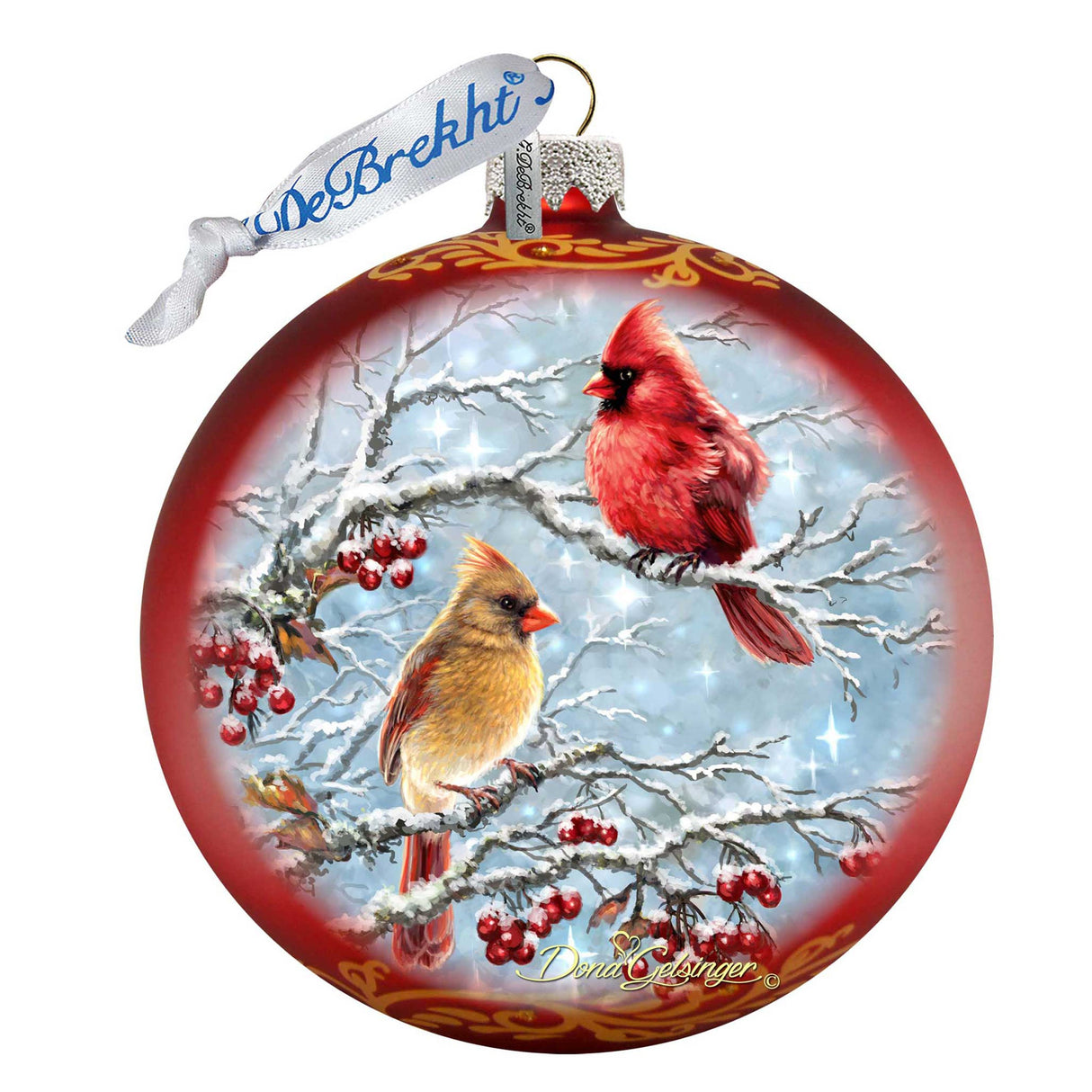 Adorno de cristal de los Cardenales de Invierno de D. Gelsinger - Decoración navideña - 71110-1843