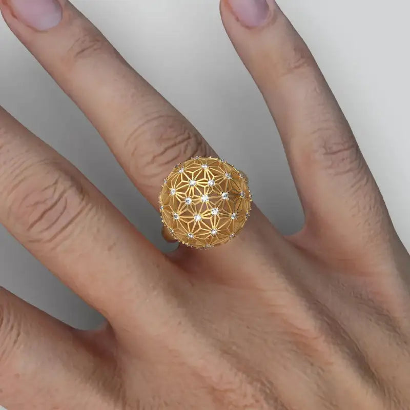 Hollow Spherical Diamond-studded Ring Design - Lootquake