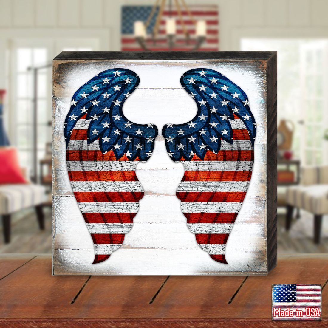 USA Wings Wooden Decor - American Patriotic Decor - 8187131B