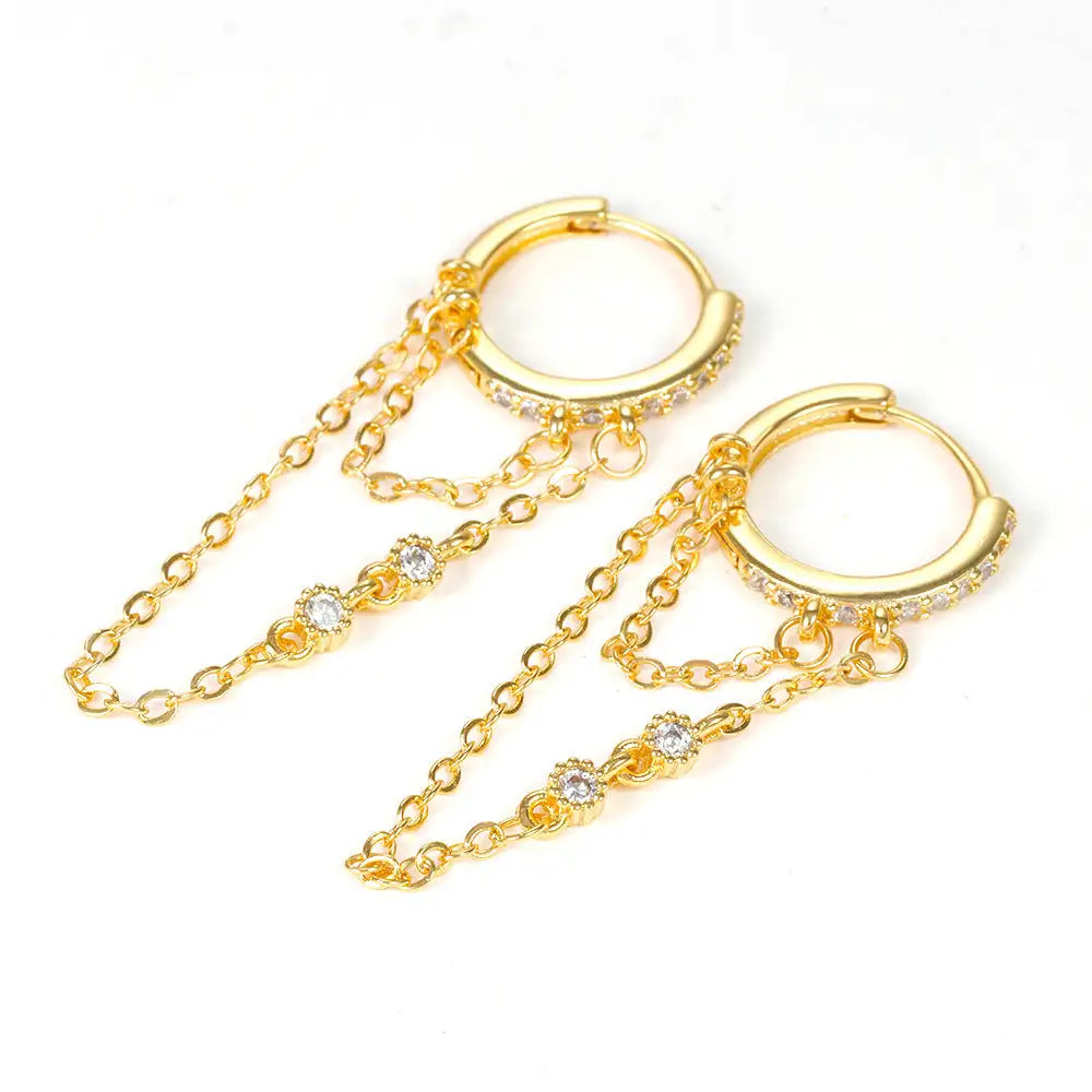 INS Chain Zircon Tassel Design Fashion Ear Ring - Lootquake