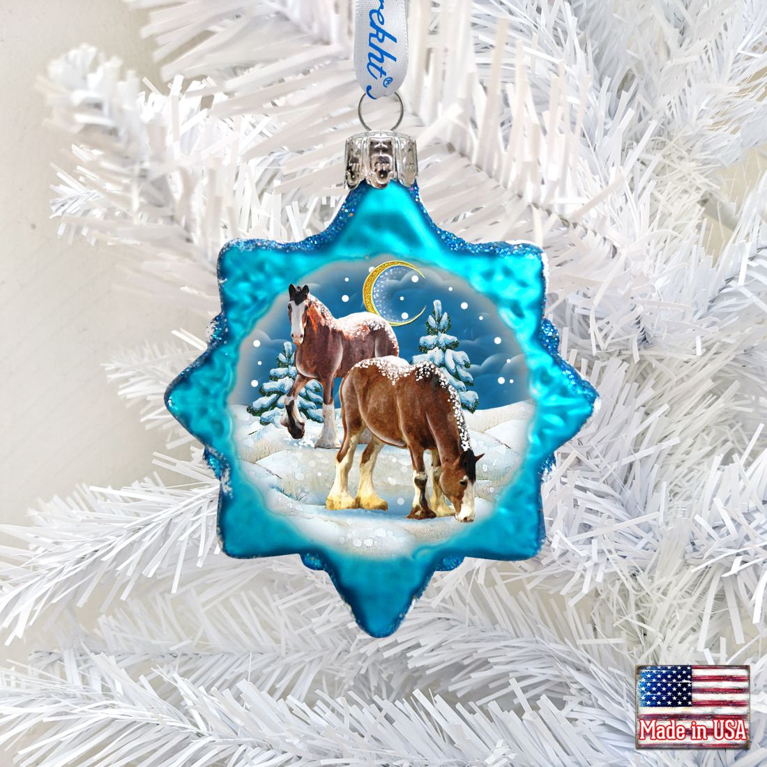 Santa Horse Mercury Glass Ornament by G. DeBrekht - Wildlife Holiday Décor - 771022