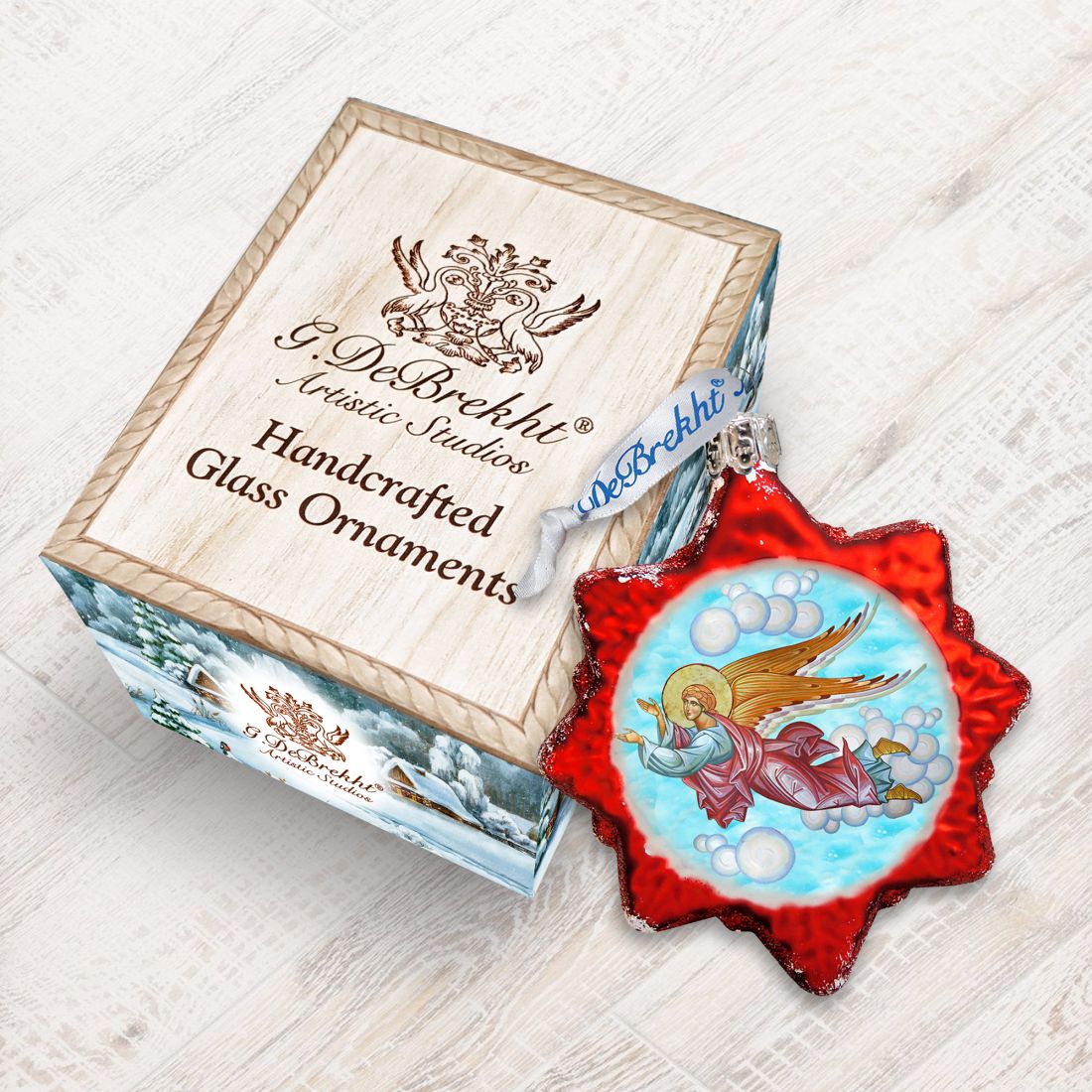 Adorno de vidrio de mercurio con forma de ángel volador de G. DeBrekht - Decoración navideña - 772024