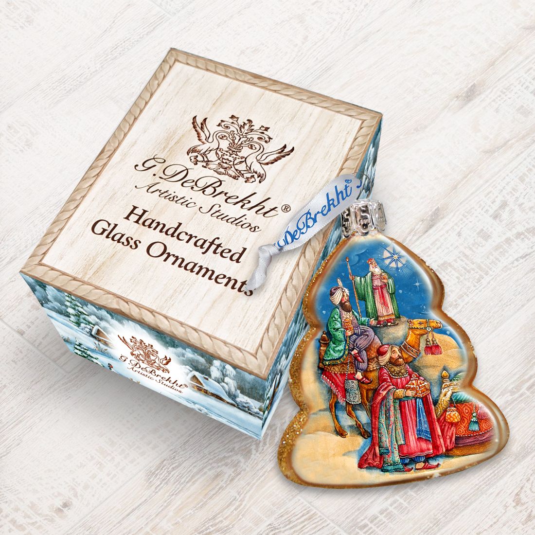 Adorno de cristal de mercurio de los Tres Reyes Magos de G. DeBrekht - Decoración navideña para la Natividad - 772073