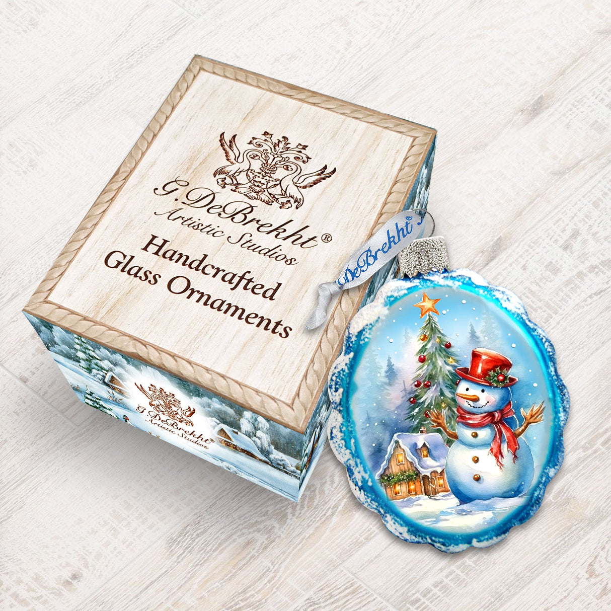 Adornos de vidrio de mercurio con forma de muñeco de nieve y árbol de Navidad de G. Debrekht - Decoración navideña con Papá Noel y muñeco de nieve - 776020