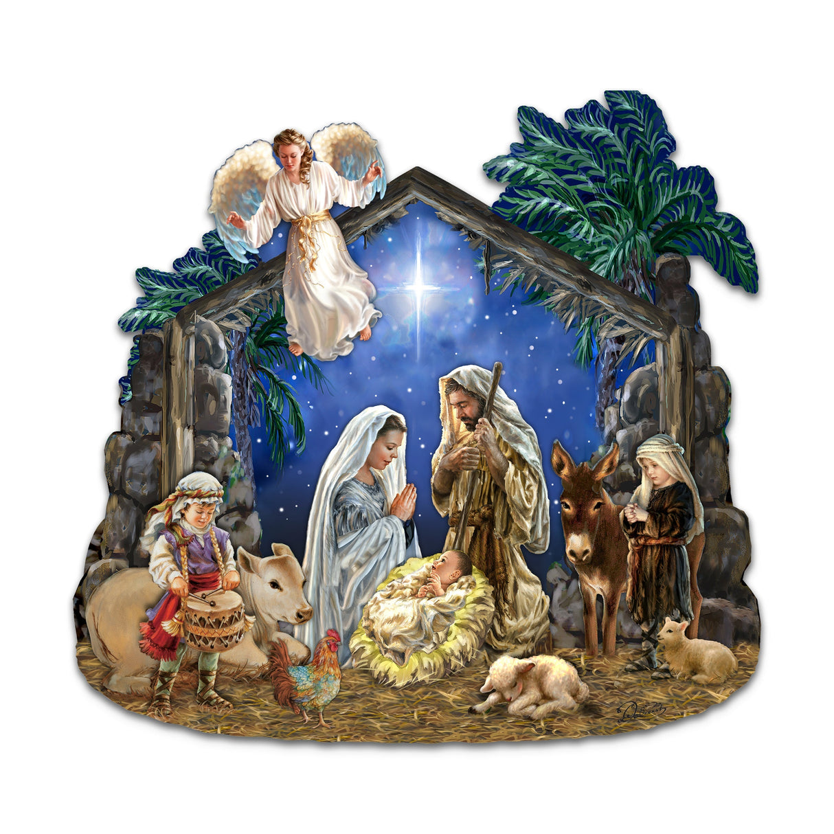 Nativity with Angel Holiday Door Decor by D. Gelsinger - Nativity Holiday Decor - 8652760H