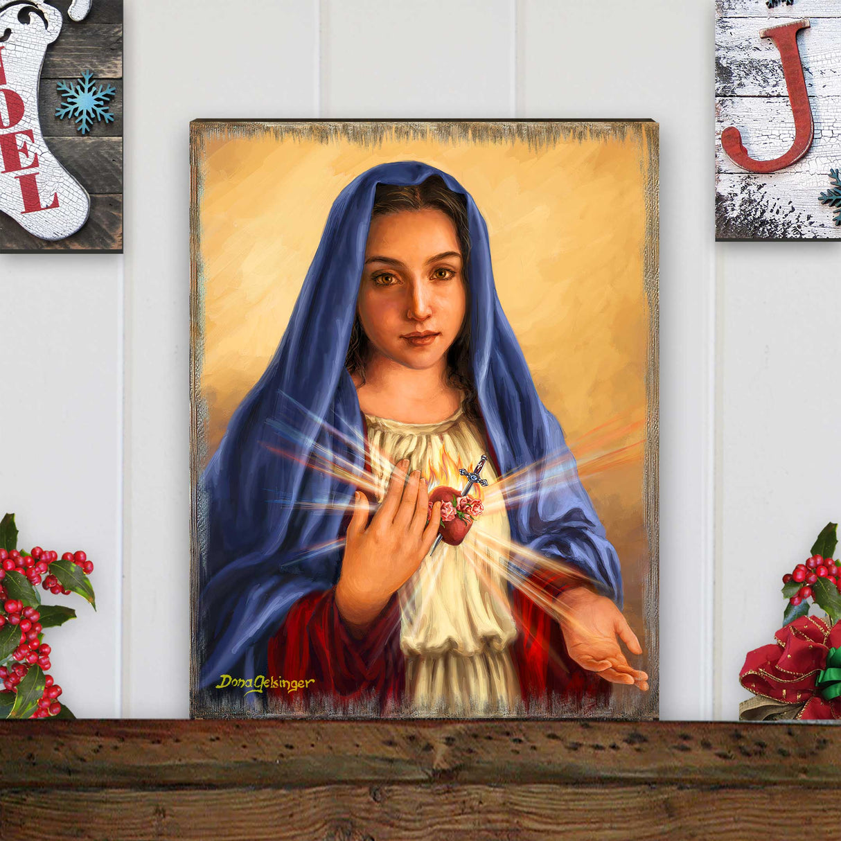 Arte mural del Inmaculado Corazón de María de D. Gelsinger - Decoración navideña para la Natividad - 95686B-DG