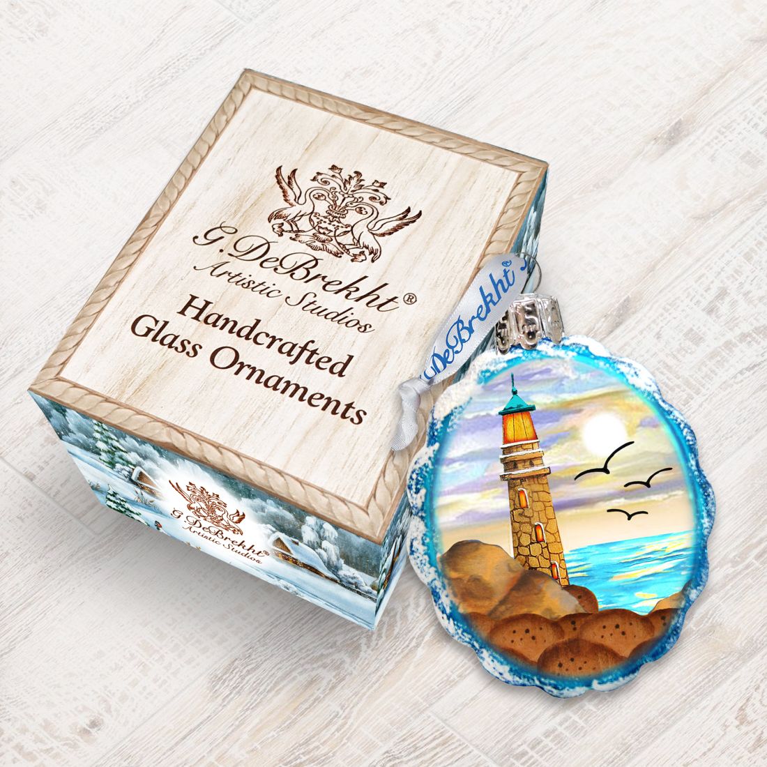 Flower Lighthouse Mercury Glass Ornament by G. DeBrekht - Coastal Holiday Décor - 777372