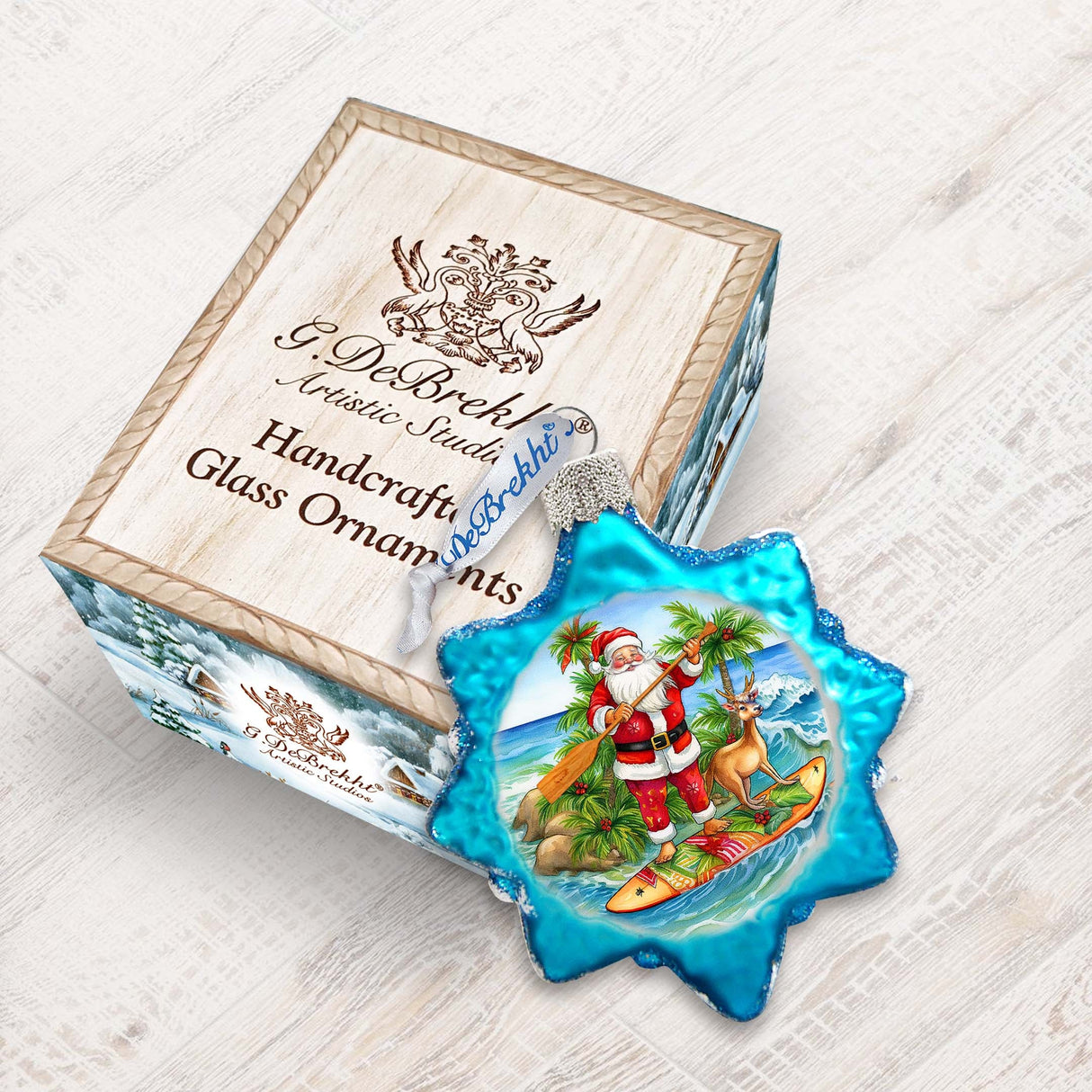 Adorno costero navideño - Adornos de vidrio con el recuerdo de Santa Claus, de G. Debrekht - Decoración navideña - 777417