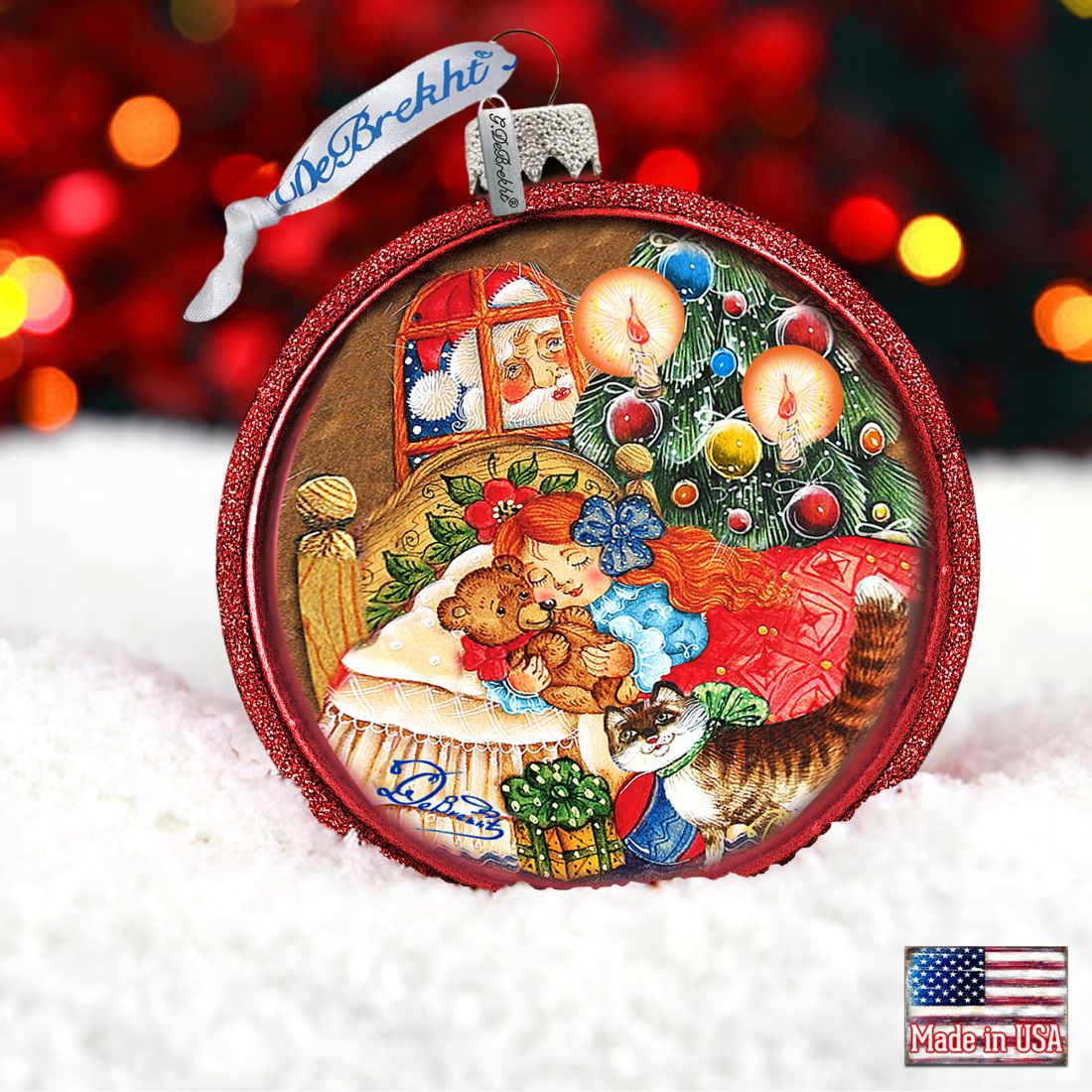 Adorno de cristal para la Nochebuena de G. DeBrekht - Decoración navideña de Papá Noel y muñeco de nieve - 764-016