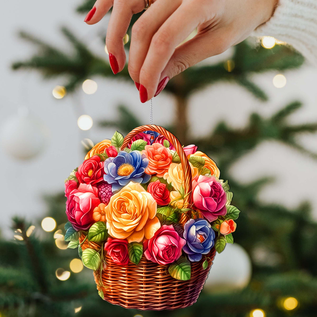 Flowers in the Basket Wooden Ornaments by G. Debrekht - Love Family Decor - 8688316