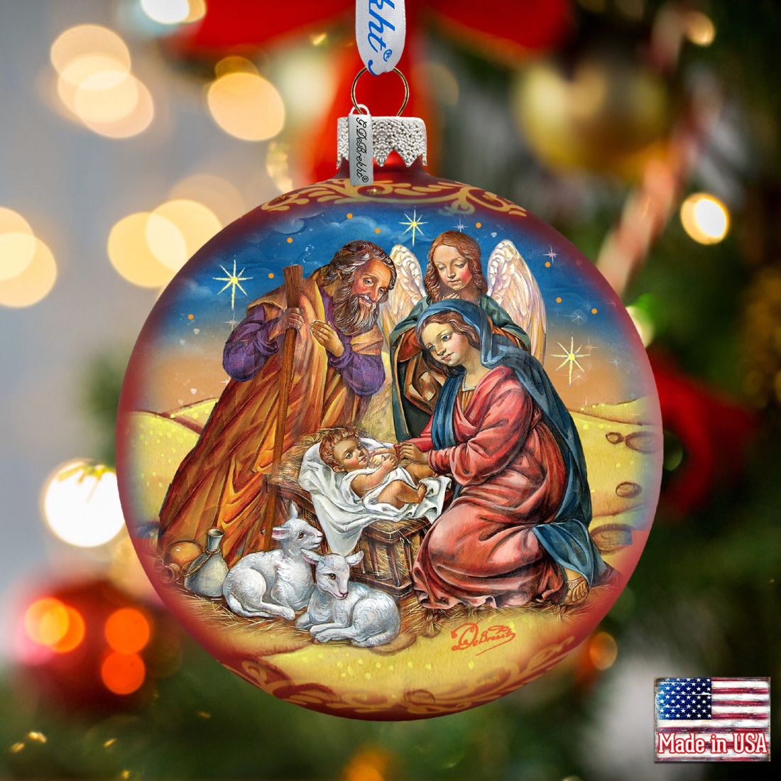 Regal Nativity Glass Ornament by G. DeBrekht - Nativity Holiday Decor - 73369