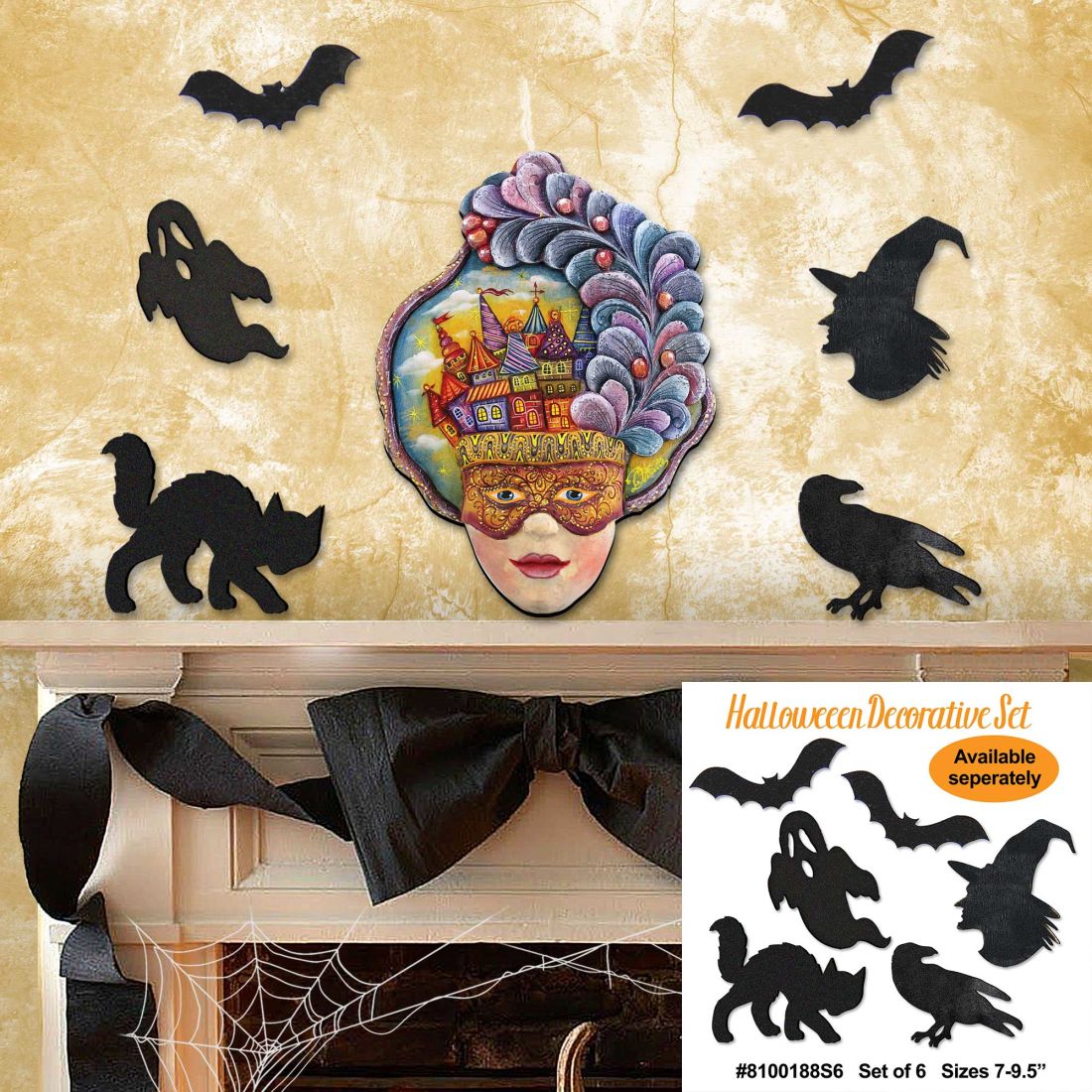 Carnival Mask Halloween Door Decor by G. DeBrekht - Thanksgiving Halloween Decor - 8161038H