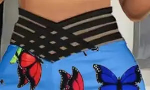 Ladies' Butterfly Printed High Waisted Hollow Out Casual Slim Fit Pants - Lootquake