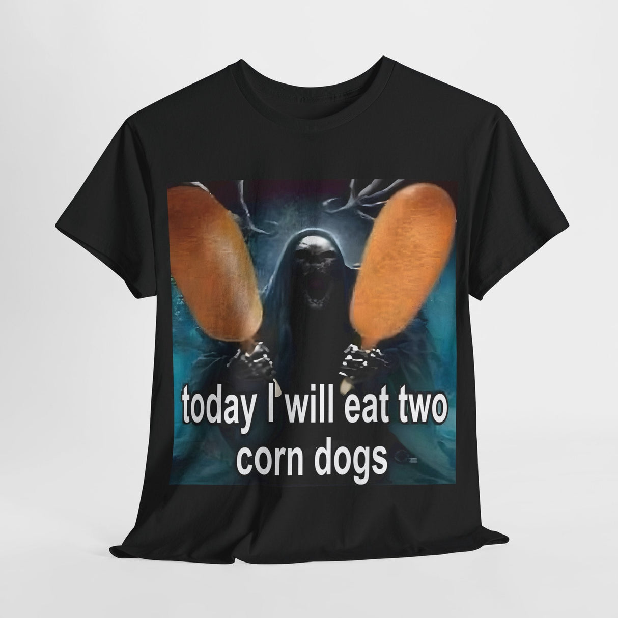 Camiseta divertida con meme "Hoy comeré dos perritos de maíz": divertida camiseta con humor gastronómico
