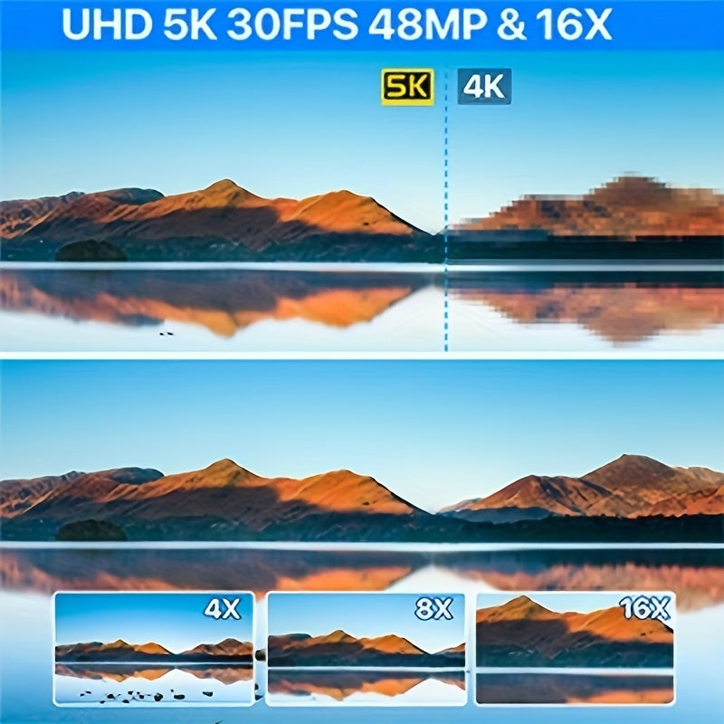 Cámara de video digital Nicamery de 3.0 pulgadas con pantalla táctil capacitiva giratoria de 270 grados, 48 MP, zoom digital de 16x, compatible con Wi-Fi, HD, estabilización de seis ejes, control remoto y dos baterías de 2000 mAh.