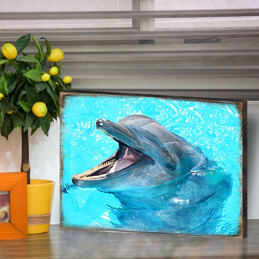 Sowers Dolphin Wood Wooden Coastal Wall Art by Nature Wonders - Coastal Sea-Life Decor - 95267B