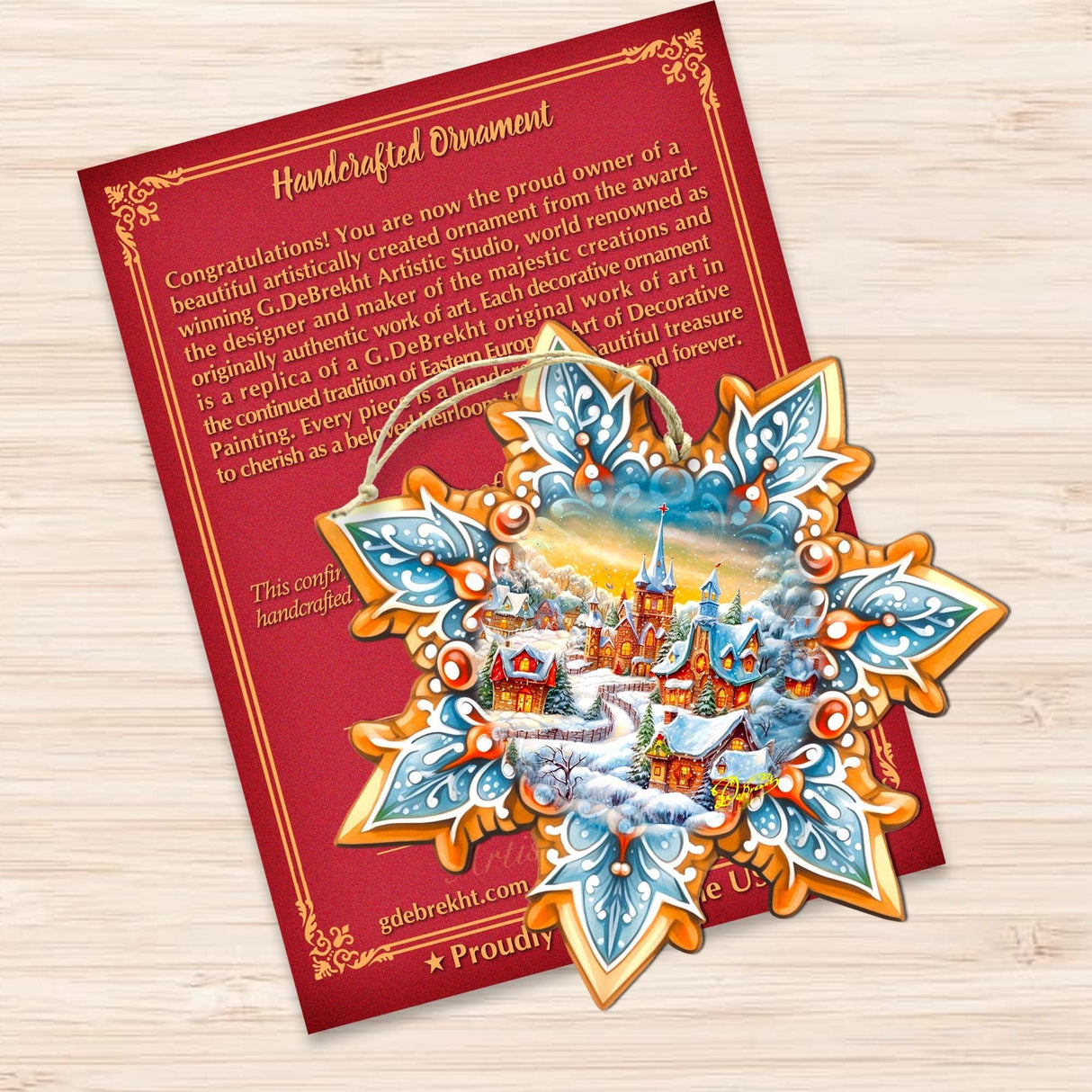 Christmas Night Snowflake Wooden Ornaments by G. Debrekht - Christmas Decor - 8688416