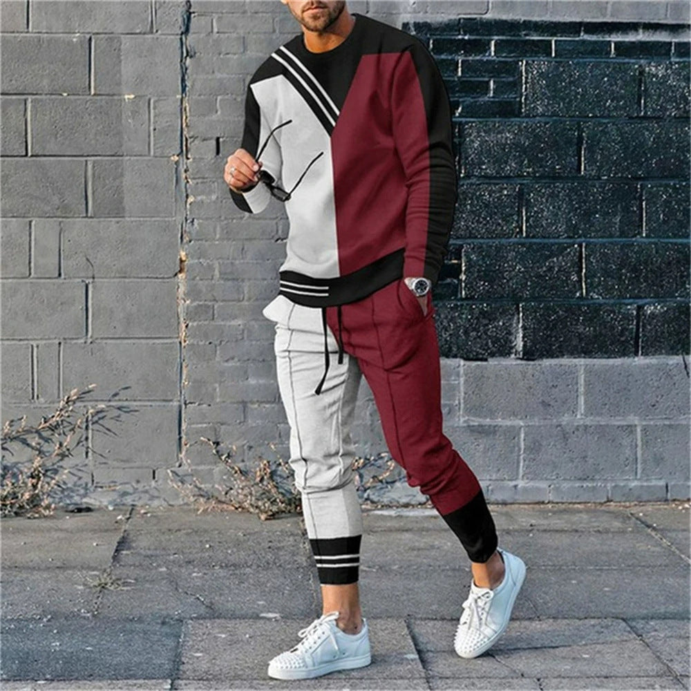 Men's 3D Digital Printing Loose Casual Long Sleeves Trousers Suit - Lootquake