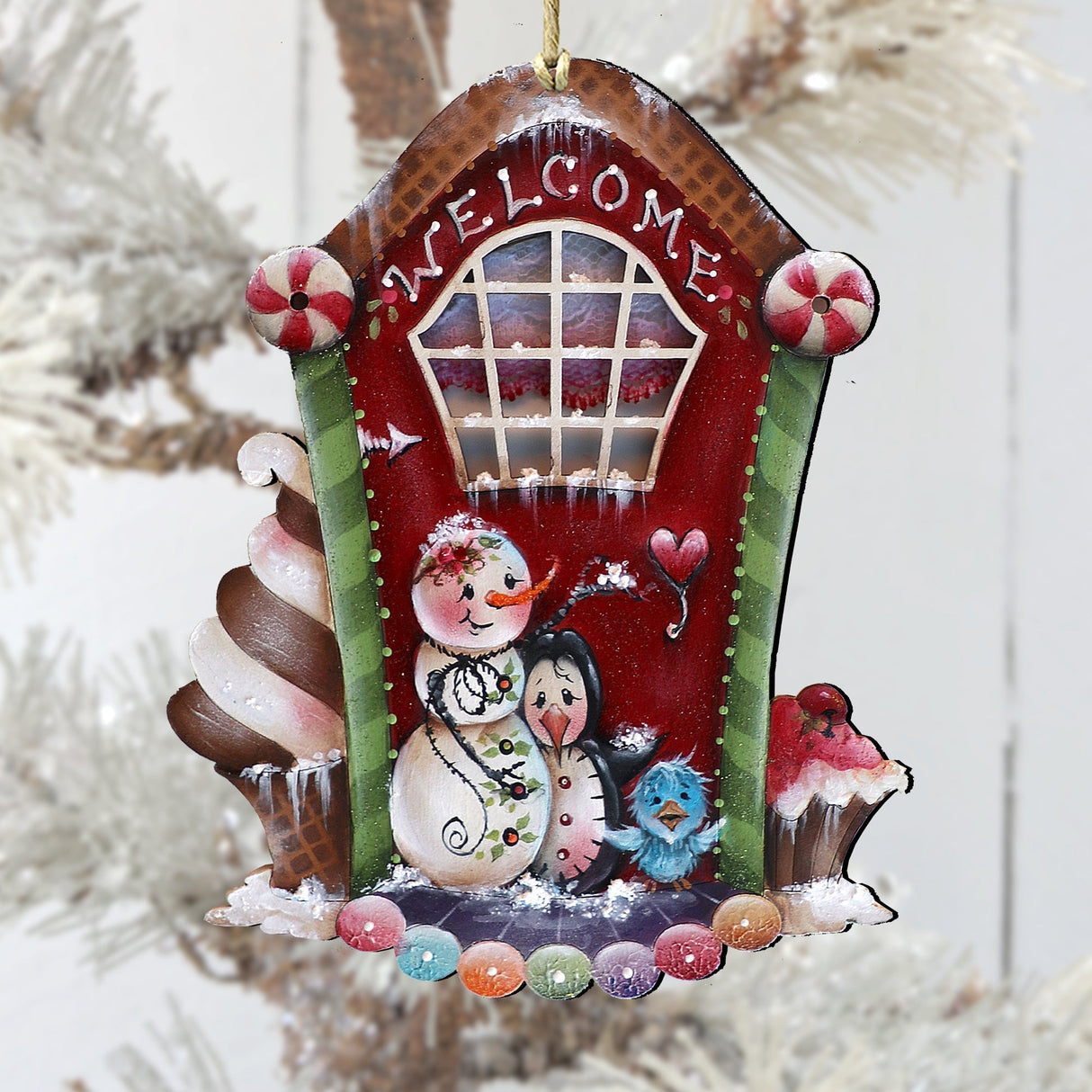Adornos navideños de madera para una dulce Navidad de Jamie Mills-Price. Decoración navideña de Papá Noel y muñeco de nieve - 8611079-MP