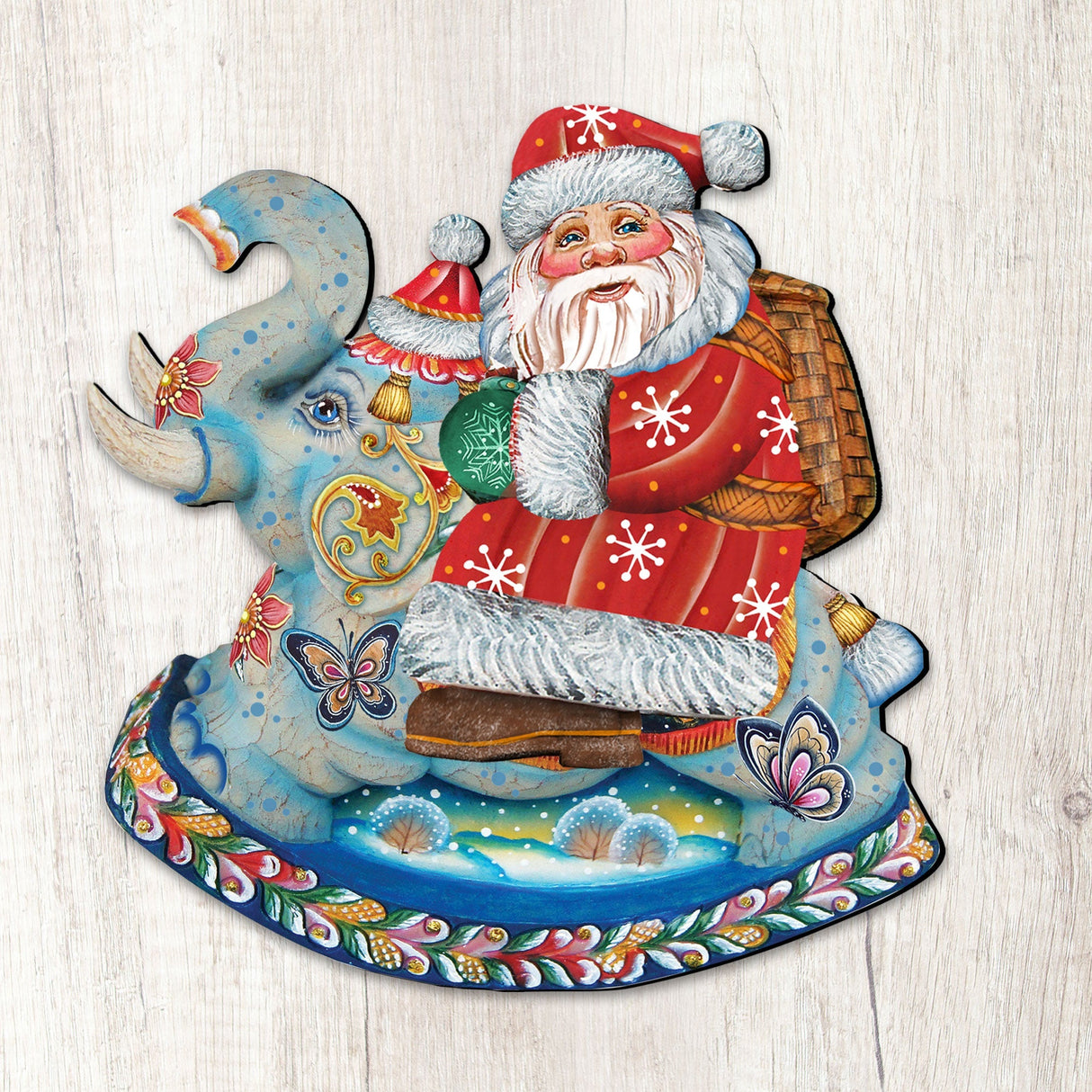 Decoración navideña para puerta con Papá Noel y elefante de G. DeBrekht - Decoración navideña con Papá Noel y muñeco de nieve - 8111380H
