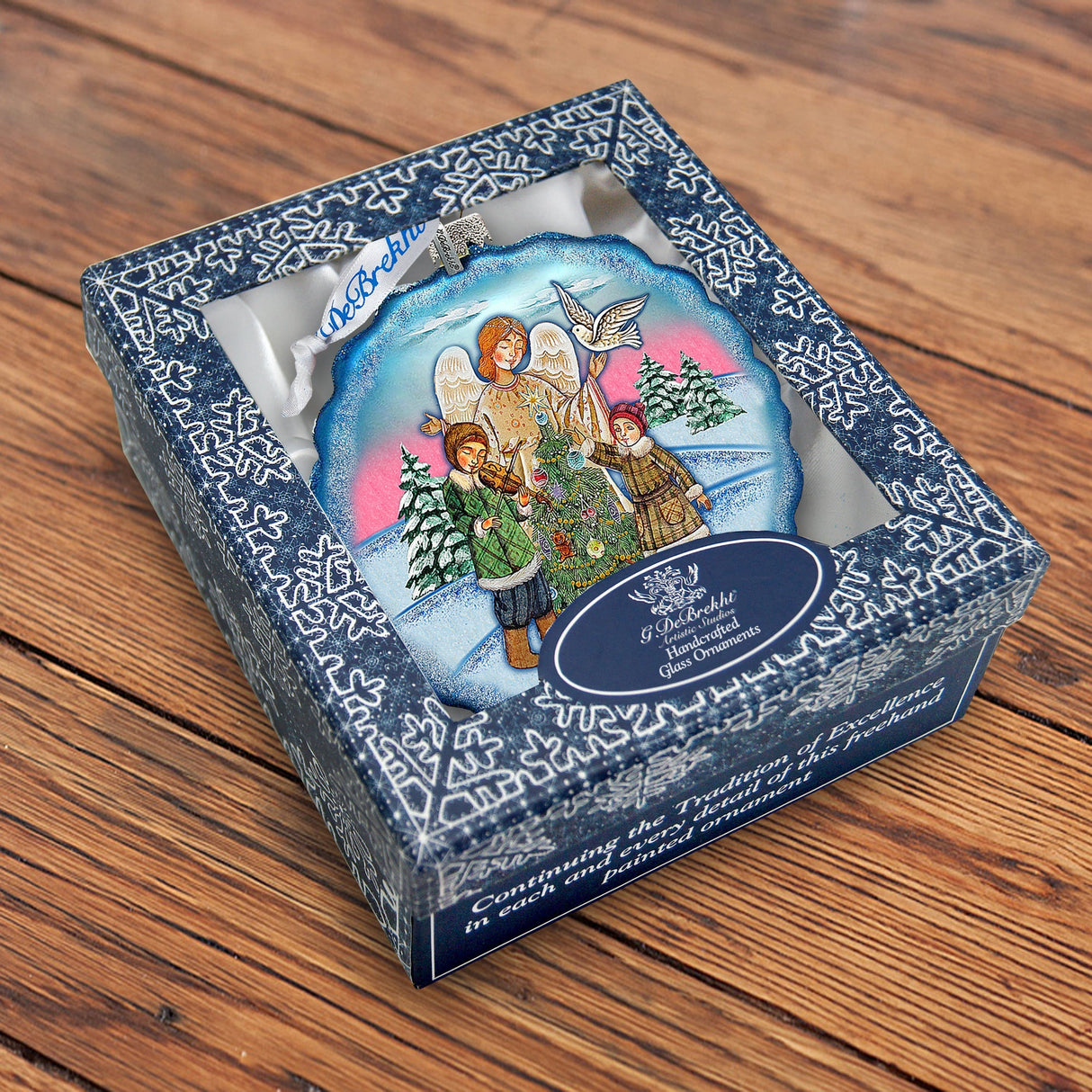 Adorno de cristal con forma de flor de bendición invernal de G. DeBrekht - Decoración navideña de Papá Noel y muñeco de nieve - 759-021