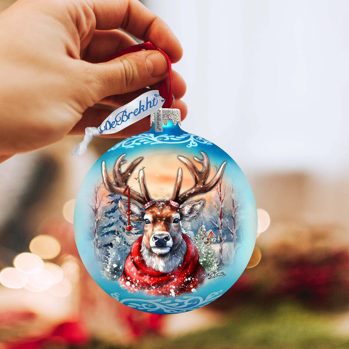 Christmas Mood Wreath Glass Ornament by G. Debrekht - Wildlife Holiday Decor - 759-048