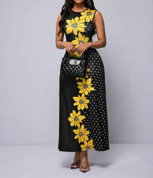 Ladies' Floral Print Off Shoulder Fashionable Dress - Lootquake