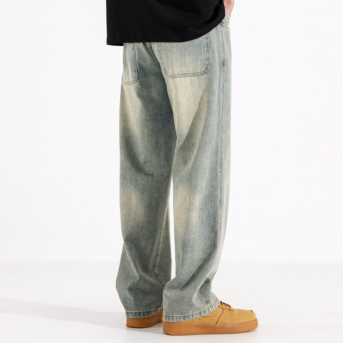 Yellow Mud Dyed Straight Jeans For Men - Lootquake