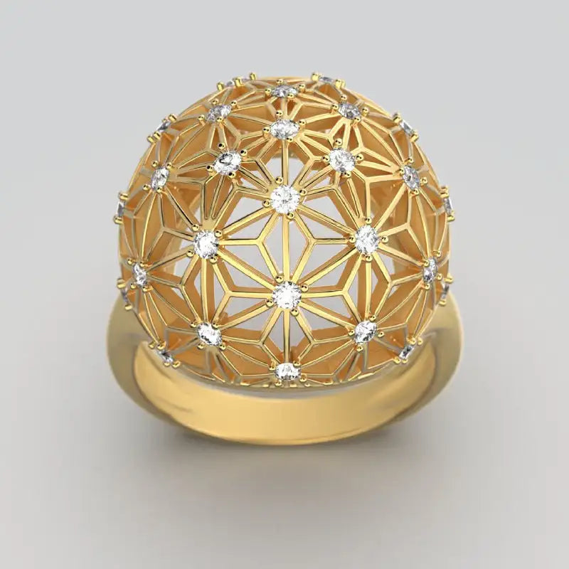 Hollow Spherical Diamond-studded Ring Design - Lootquake
