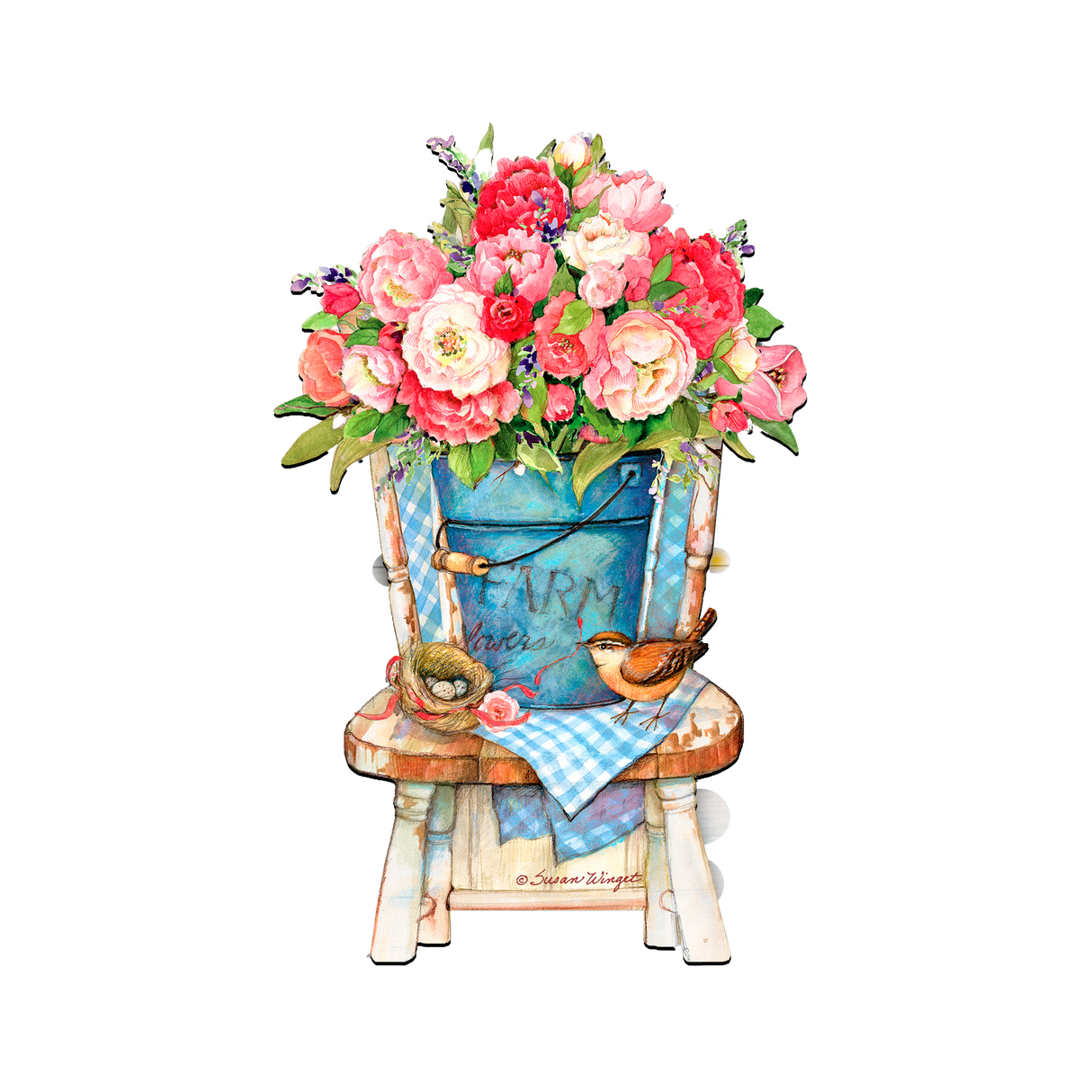 Peony Bouquet Easter Door Dcor by Susan Winget - Easter Spring Decoration - 8471302H-SW