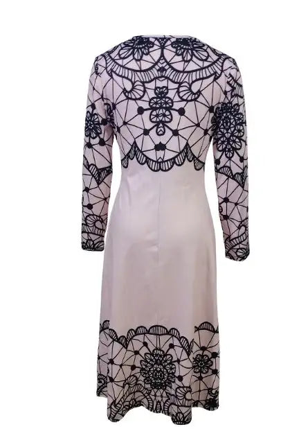 Ladies' Round Neck Printed Fashionable Dress - Lootquake