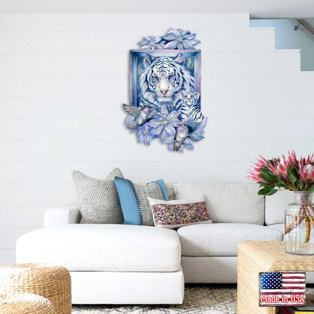 Decoración de puerta con un tigre en el jardín de J. Bergsma - Decoración de vida silvestre - 8591580W-JB