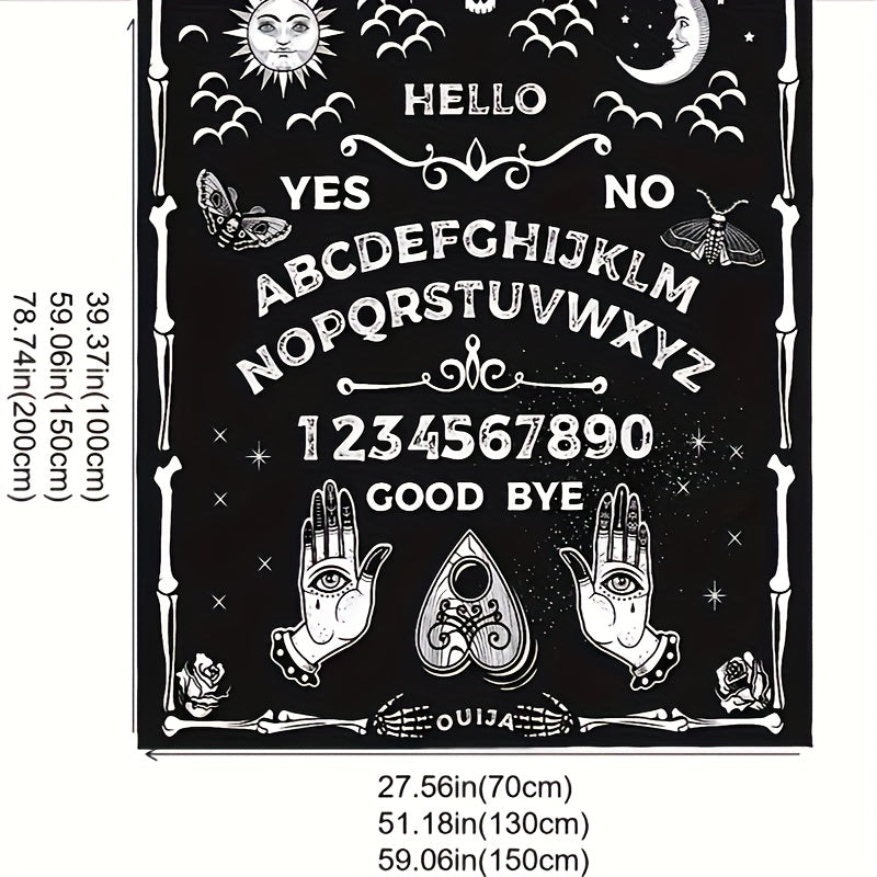 1pc Halloween Blanket Black Gothic Spooky Goth Palmistry Witchy Boho Sun Moon Star Horror Skull Cool Mysterious Throw Blanket For Living Room & Bedroom, Home Decor, Travel