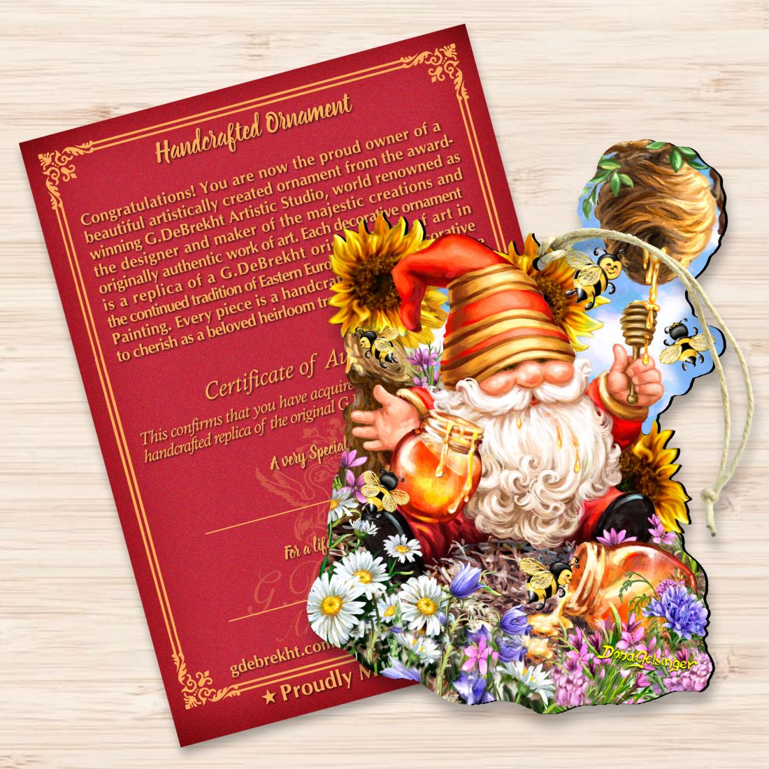 Adornos de madera de gnomos enanos con forma de panal de Gelsinger - Decoración de Pascua y primavera - 8461061-DG