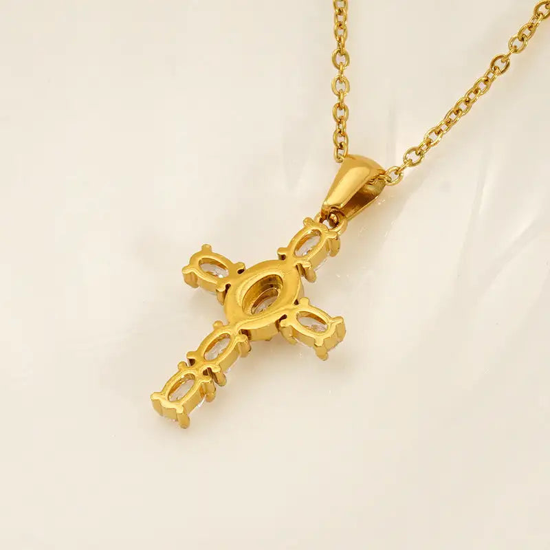 Ins Style Vintage Cross Zircon Necklace - Lootquake