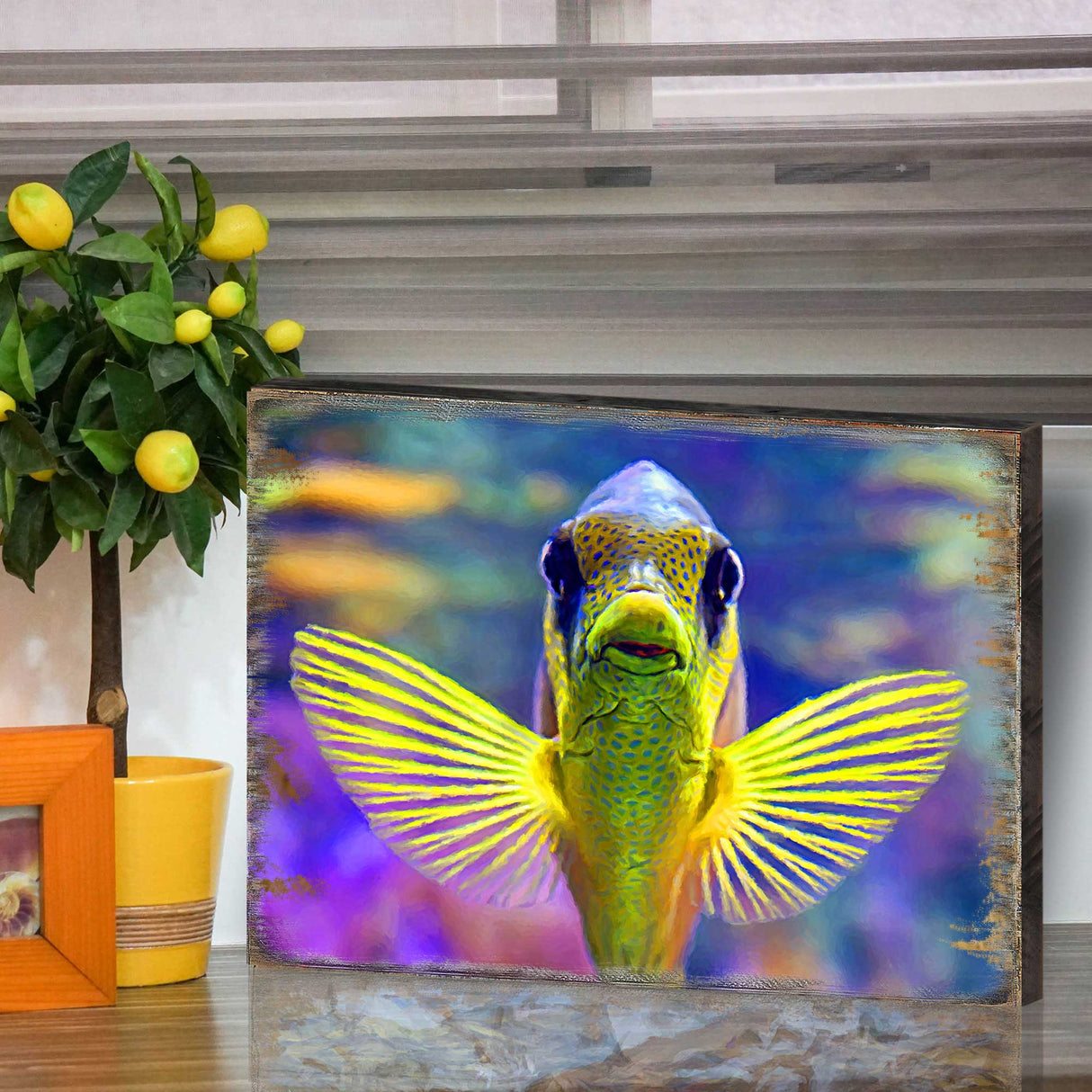 Arte mural costero de madera con peces tropicales de Nature Wonders - Decoración costera con vida marina - 95263B