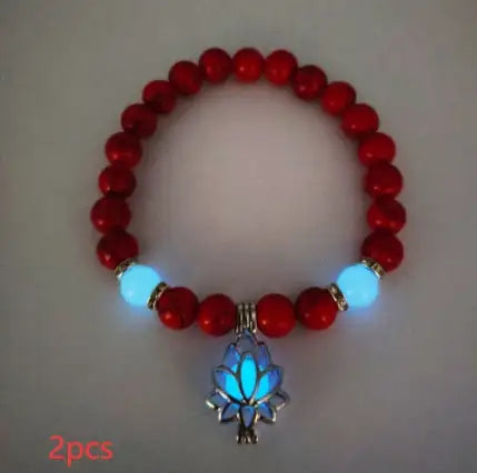 Energy Luminous Lotus Natural Stone Bracelet Yoga Healing Luminous Glow In The Dark Charm Beads Bracelet For Men Women Prayer Buddhism - Lootquake