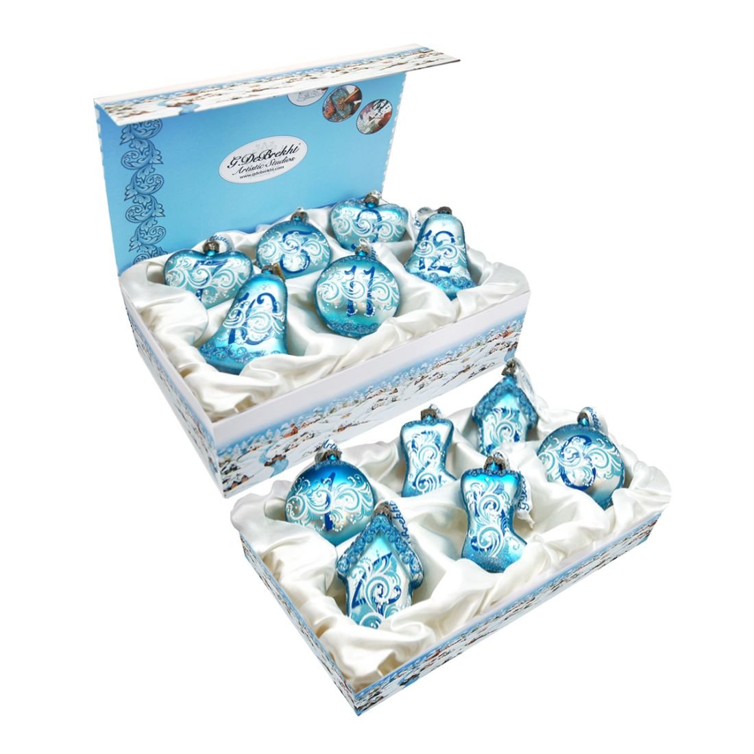 Juego de 12 adornos de cristal "12 días de Navidad" de G. Debrekht - Decoración navideña - 73102-B12