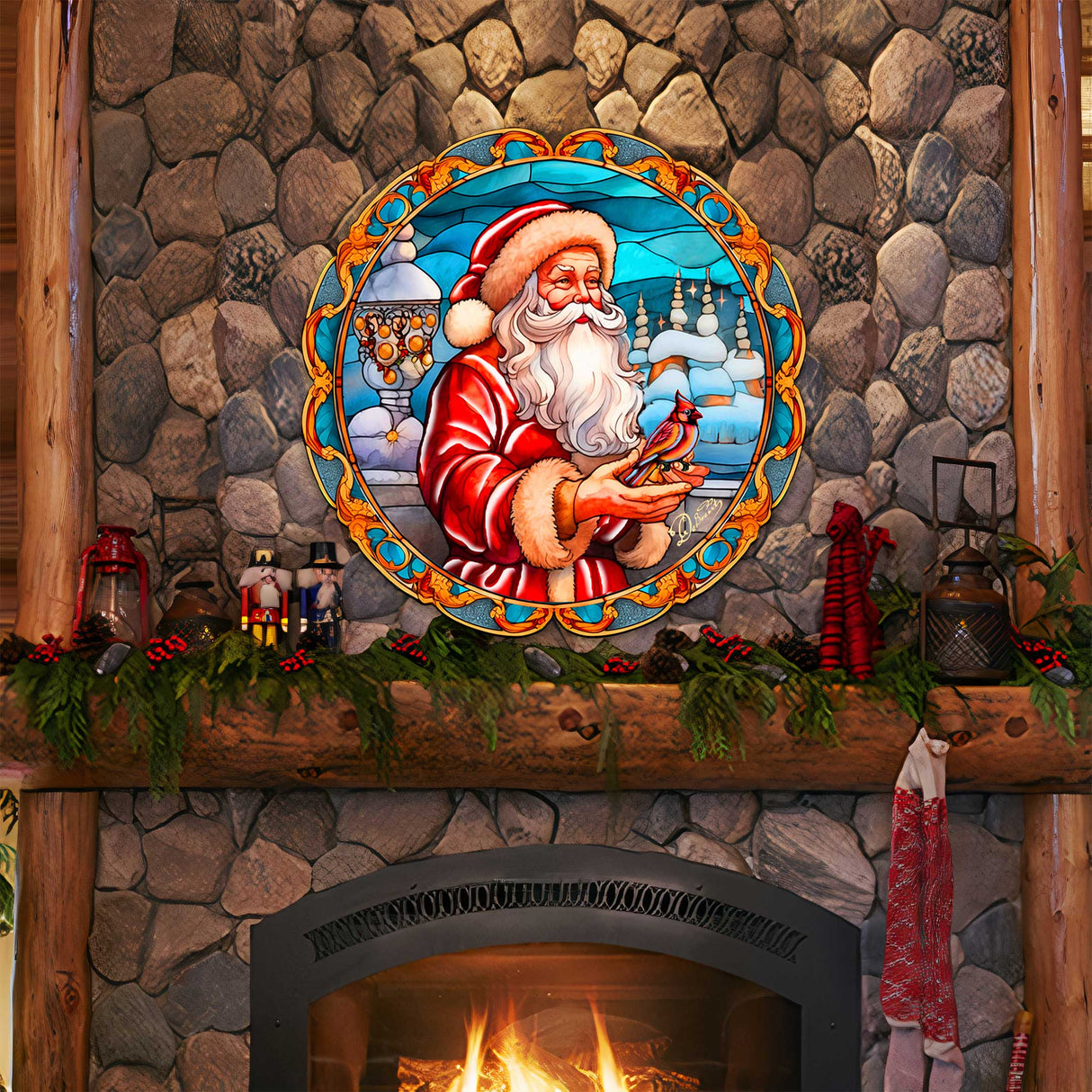 Decoración navideña para puerta de Papá Noel con cardenal rojo de G. Debrekht - Decoración de muñeco de nieve de Papá Noel - 8652807H