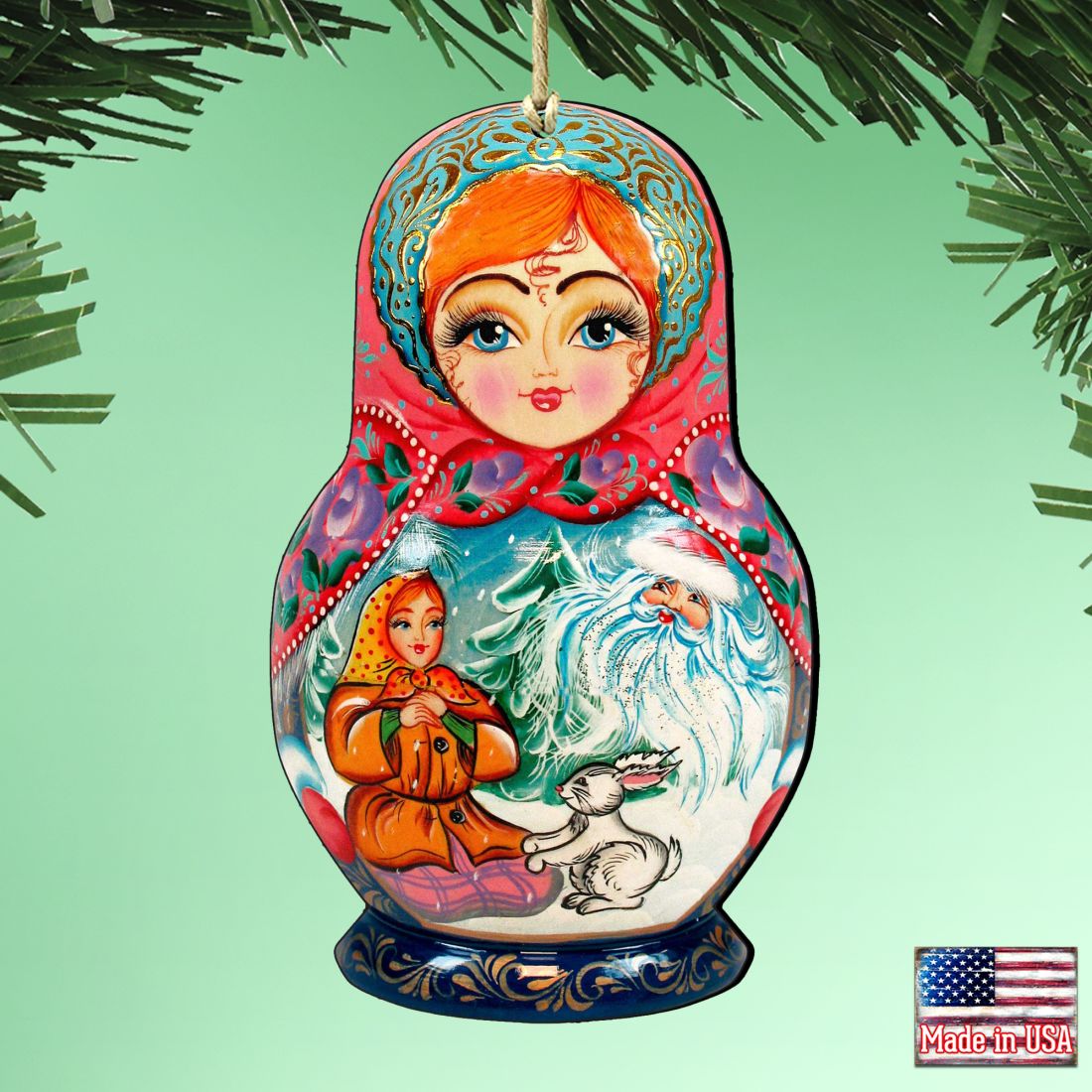 Morozko Nesting Doll Wooden Ornaments by G. DeBrekht - Christmas Decor - 8115951