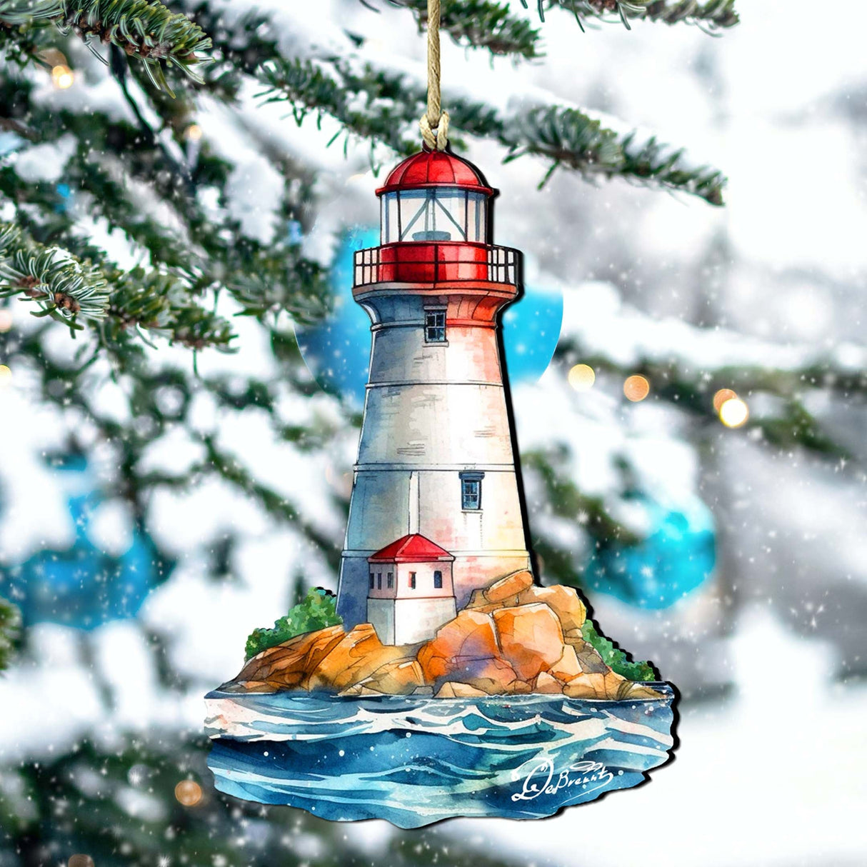 Nautical Christmas Ornaments - Lighthouse Wooden Ornaments by G.Debrekht Coastal Holiday Decor - 8688197