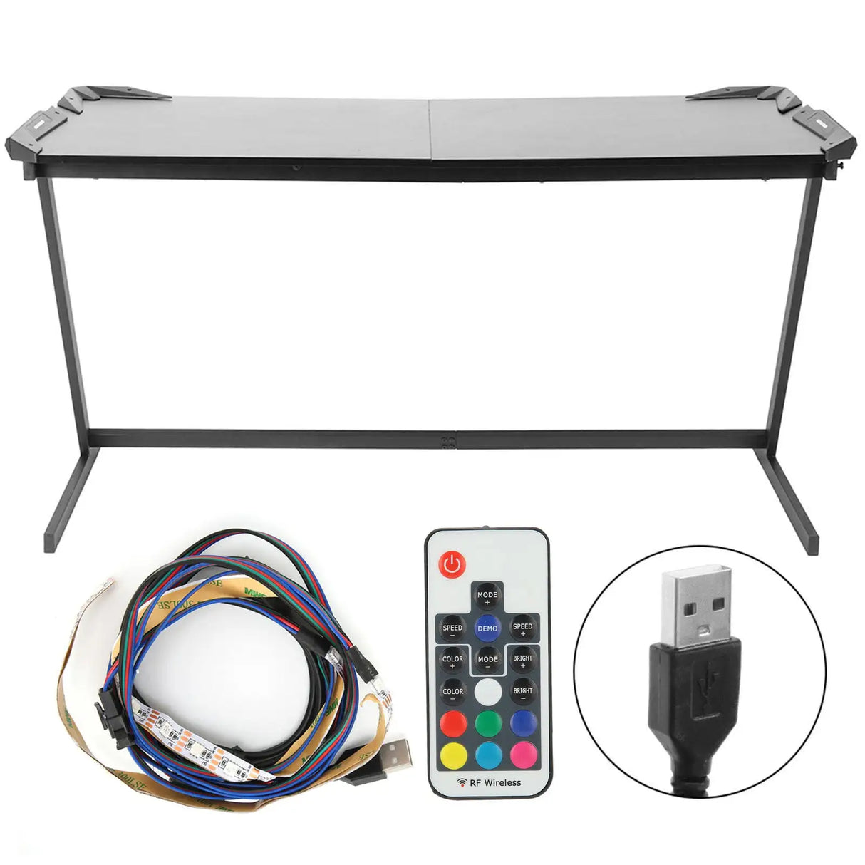 Z Shaped Large Computer Table PC Gaming Desk with RGB LED Light Home Furniture Gaming Supplies - Lootquake