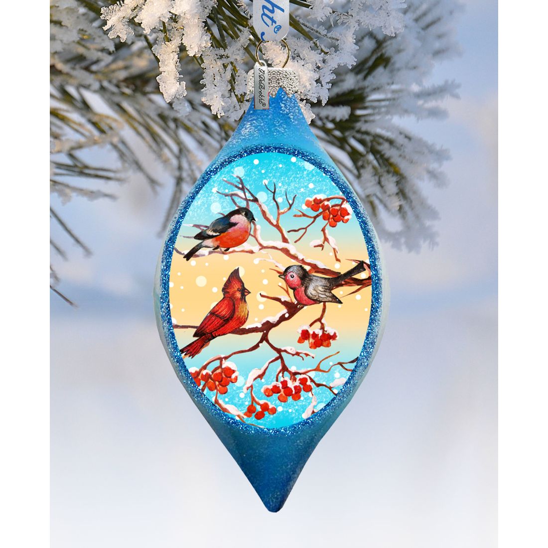 Winter Bird Drop Glass Ornament by G. DeBrekht - Christmas Decor - 74171