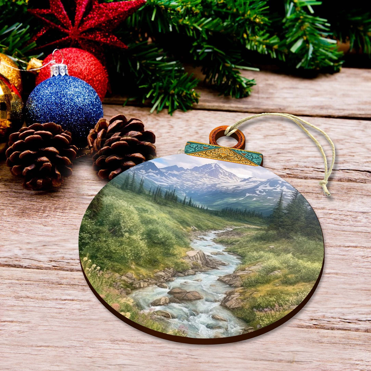 Adornos de madera de la naturaleza de Alaska de G.Debrekht - Decoración navideña de vida silvestre - 870076