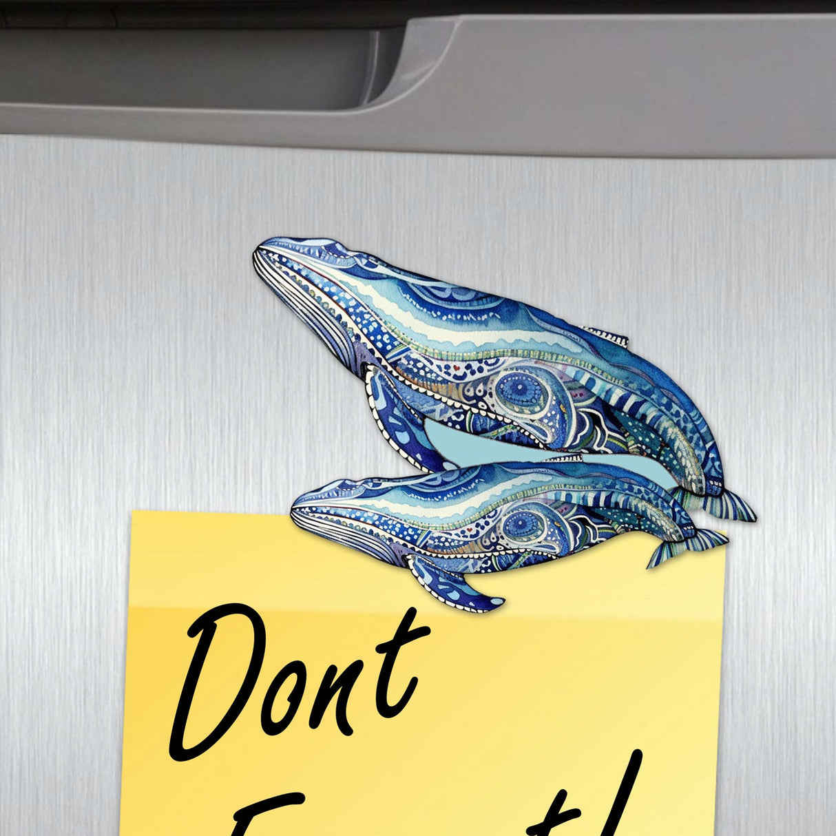 Embracing Whales Decorative Wooden Magnets Set of 6 by G. Debrekht - Wildlife Coastal Decor - 8090107G-S6