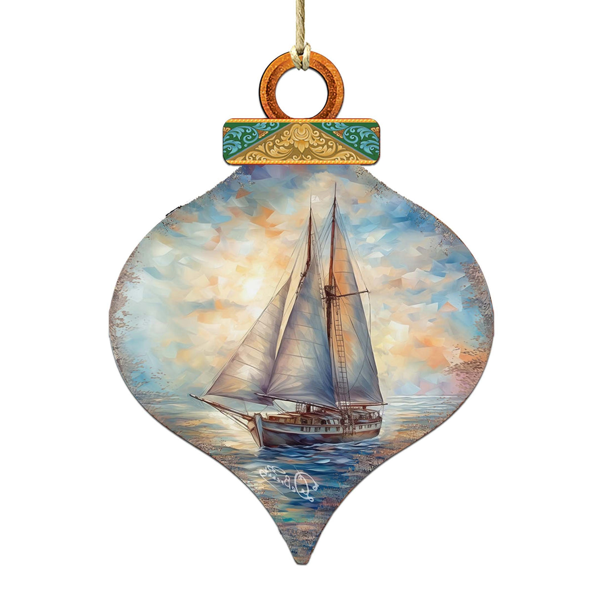 Adornos costeros navideños - Adornos de madera con sinfonía de velero de G.Debrekht Coastal Holiday Decor - 8688172