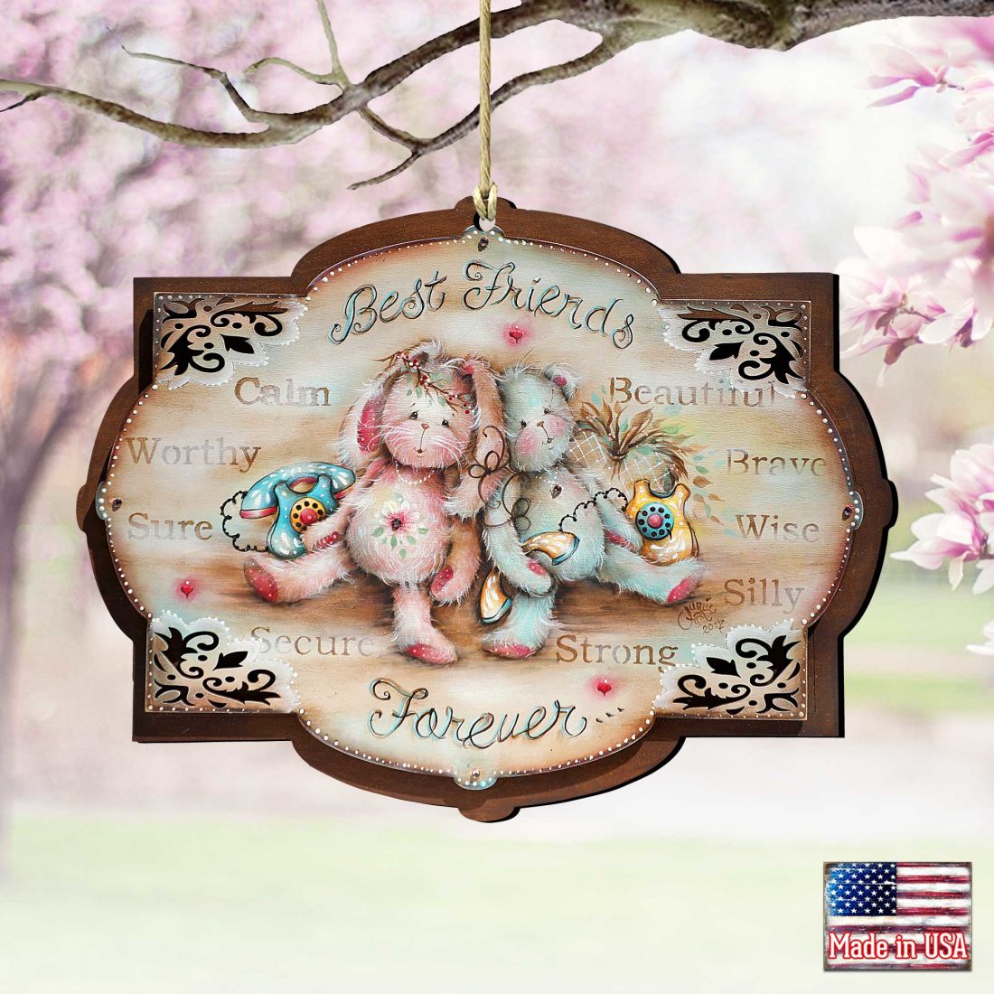 Best Friends Forever Wooden Ornaments by Jamie Mills-Price - Easter Spring Decor - 8457606
