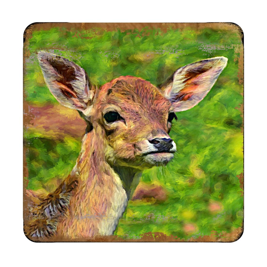 Deer Face Wooden Cork Coasters Gift Set of 4 by Nature Wonders - Nature Wildlife Decor - 95288C-S4